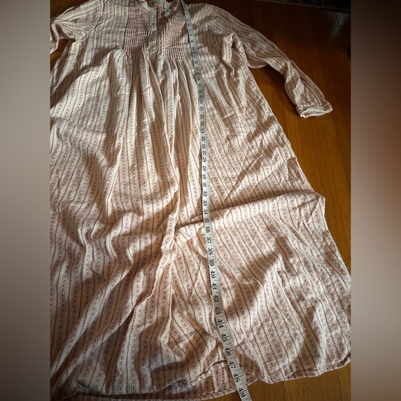 Vtg LL Bean Dobby Pintuck Cream/Beige Cotton Prairie Flannel Nightgown, Size XL - Picture 4 of 6